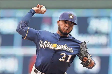  ?? ASSOCIATED PRESS ?? Reliever Jeremy Jeffress had a 2.38 ERA over 158 games (151.1 innings) in four seasons with the Brewers before being traded to the Rangers in 2016.