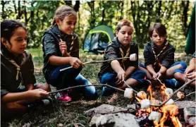  ?? ?? Adventure: Scouts enjoy an evening round the campfire