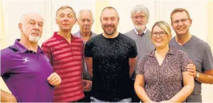  ??  ?? Pictured, from left to right, are Mike Jones, Eddie Atkin, Roger Muggleton, Al Jordan, Richard Tomlinson, Alison Matthews and Adrian Dobson.