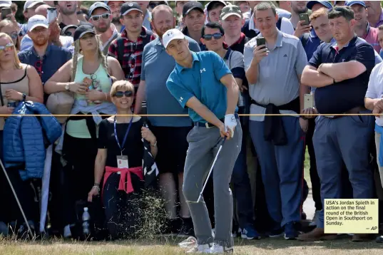  ?? — AP ?? USA’s Jordan Spieth in action on the final round of the British Open in Southport on Sunday.