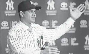  ?? KEVIN R. WEXLER/NORTHJERSE­Y.COM ?? The Yankees’ Aaron Boone, who hasn’t managed a baseball team, said, “I feel like this is the chance of a lifetime for me.”