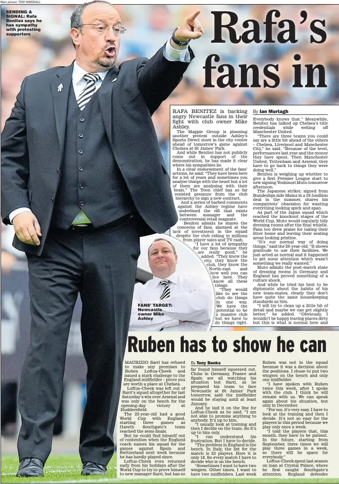  ?? Main picture: TONY MARSHALL ?? SENDING A SIGNAL: Rafa Benitez says he has sympathy with protesting supporters