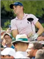  ?? AP/CHARLIE RIEDEL ?? Justin Thomas watches his tee shot on the 15th hole Wednesday during a practice round for the PGA Championsh­ip golf tournament at Bellerive Country Club in St. Louis.