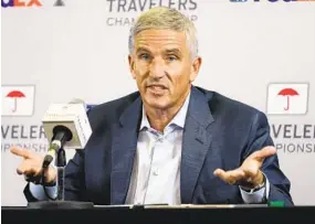  ?? SETH WENIG AP ?? Commission­er Jay Monahan says the PGA Tour can’t win arms race with Saudi-backed LIV Golf, but he still announced increased prize money in eight elite events.