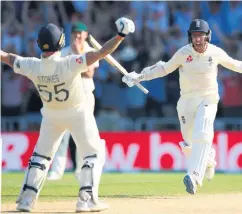  ??  ?? Xxxxxx yyyy xyy yxyyy Xxxxxx yyyy xyy yxyyy Xxxxxx yyyy xyy yxyyy
Comeback kids: Ben Stokes and Jack Leach celebrate England’s victory