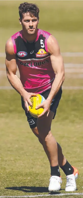  ??  ?? Josh Dunkley trains at Mineral Resources Park in Perth on Tuesday. Picture: Getty