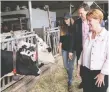  ?? THE CANADIAN PRESS ?? Agricultur­e Minister Marie-Claude Bibeau visits a dairy farm in Compton, Que.