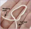  ??  ?? Working yarn Tail end