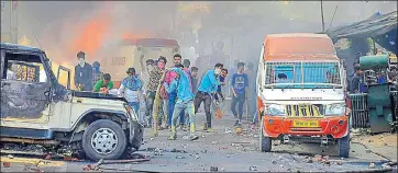  ?? PTI FILE ?? Violence broke out during the Bharat Bandh protests across the country on April 2 against the SC’s order.