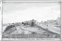  ?? ARCHIVES OF ONTARIO ?? A view of Bytown from 1845, the year Barrack Hill, Ottawa’s first European cemetery, closed.