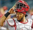  ?? RICK SCUTERI / AP 2018 ?? Catcher Jorge Alfaro was traded by the Phillies to the Marlins along with two minor leaguers for catcher J.T. Realmuto.