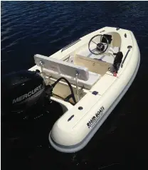  ??  ?? Rigid Boats are 100 percent fiberglass and feature a solid one-hull design. This 10-foot Sport model starts at more than $17,000.