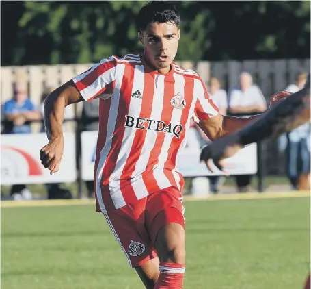  ??  ?? Reece James in action in Sunderland’s Tuesday night defeat at Darlington. Picture by Frank Reid.