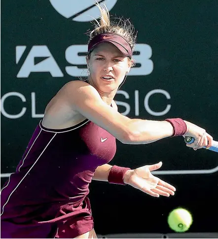  ?? GETTY IMAGES ?? Eugenie Bouchard was impressive winning her first match at the ASB Classic in Auckland yesterday.