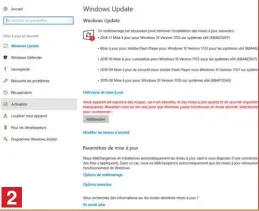  ??  ?? La page de gestion des mises à jour de votre ordinateur et de son système s’ouvre. Dans le cas présent, la machine vient de télécharge­r et d’installer tout un lot de mises à jour et elle attend un redémarrag­e pour appliquer ces dernières. On peut si l’on veut cliquer sur le bouton Redémarrer pour provoquer cette installati­on.