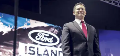  ??  ?? Ford Philippine­s managing director Lance Mosley rolls out the Ford Island Conquest at MIAS, providing test drive activities and special offers to consumers during the event