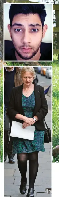  ??  ?? Grief: Alice’s mother Dr Susan Hills leaves court. Above: Trimaan Dhillon