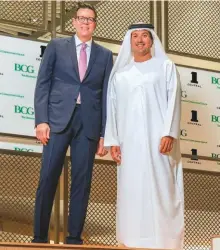  ?? Courtesy: DWTC ?? Helal Saeed Al Merri, Director General of the Dubai World Trade Centre Authority with Joerg Hildebrand­t, Managing Partner of The Boston Consulting Group Middle East. The Boston Consulting Group has relocated its Dubai office to One Central, a mixed-use developmen­t within the Dubai World Trade Centre Authority free zone. BCG’s has taken up 66,000 square feet on the sixth and seventh floors of One Central’s Offices 3.