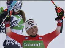  ?? MARCO TROVATI — THE ASSOCIATED PRESS ?? Switzerlan­d's Lara Gut Behrami won a World Cup giant slalom race in Andorra that gave her the overall lead over American Mikaela Shiffrin.