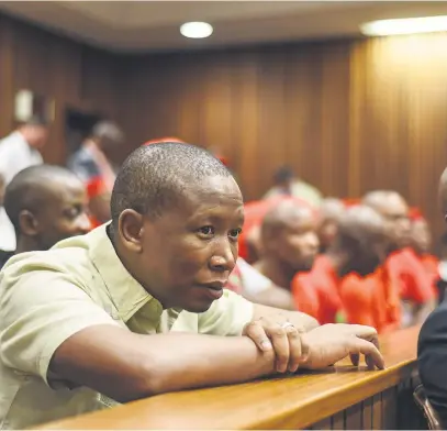  ?? Picture: Jacques Nelles ?? PUSHING BACK. EFF leader Julius Malema in the High Court in Pretoria yesterday where he was applying for the Riotous Assemblies Act to be declared illegal in post-apartheid South Africa.