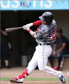  ?? Photo by Louriann Mardo-Zayat / lmzartwork­s.com ?? Cole Sturgeon’s third home run of the afternoon, a two-run walk-off shot in the 10th inning, helped last-place Pawtucket end the season with a 5-4 victory over Lehigh Valley at McCoy Stadium Monday.