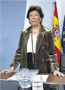  ?? EFE / J. J. GUILLÉN ?? La portavoz del Gobierno, Isabel Celaá, tras el Consejo de Ministros.