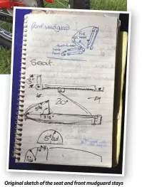  ??  ?? Original sketch of the seat and front mudguard stays