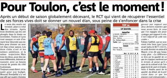  ?? (Photo D. L.) journée ?? Mathieu Bastareaud sera associé à Fékitoa pour la première fois. Nul doute qu’il mettra un point d’honneur à renouer avec la victoire à Mayol.