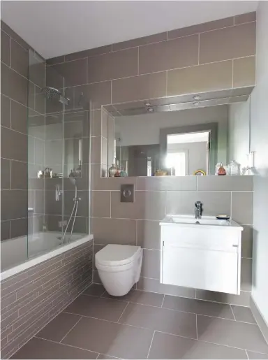  ??  ?? BATHROOMCo­llinson Ceramics’ Koshi porcelain tiles cover the walls and floor. The washbasin and toilet are from Vitra, and the taps and shower from Grohe FOR STORE DETAILSSEE WHERE TO BUY PAGE