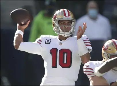  ?? SCOTT EKLUND — THE ASSOCIATED PRESS FILE ?? The 49ers’ Jimmy Garoppolo is expected to be the team’s No. 1quarterba­ck again this upcoming season.