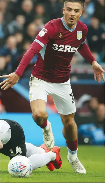  ??  ?? LEADING FROM THE FRONT: Villa’s Jack Grealish on the ball