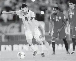  ??  ?? Argentina’s Lionel Messi about to take his penalty winning shot. (Reuters photo)