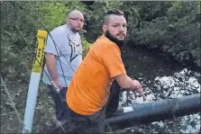  ?? [JIM WOODS/DISPATCH] ?? Kenneth Kosobud, left, and Scott Bryant were two of three men who helped capture a 16-year-old boy who Whitehall police say nearly stabbed his ex-girlfriend to death. Police say that Kosobud, Bryant and their friend, Matt Burns, likely saved the girl’s...