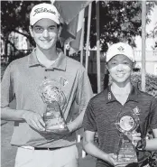  ??  ?? Sebastian Moss and Emily Zhu won the boys’ and girls’ Junior Orange Bowl Internatio­nal golf championsh­ips on Wednesday at the Biltmore Golf Club in Coral Gables.