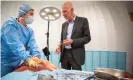  ?? Photograph: Graham Turner/The Guardian ?? Surgeon Roger Kneebone in a simulated operating theatre, St Marys Hospital, Paddington, with Laura Coates, a surgical registrar.