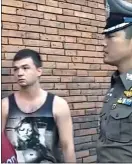  ??  ?? “Drunken prank”: Thai police took Lee Furlong back to the ancient sacred wall