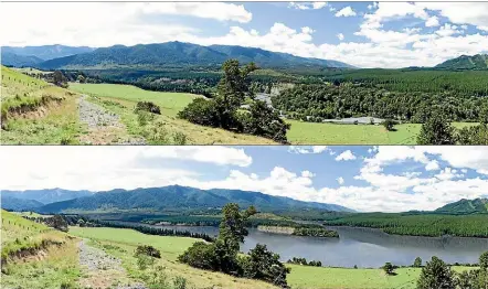  ?? FEDERATED FARMERS ?? A proposed before and after look of the failed Ruataniwha dam project.