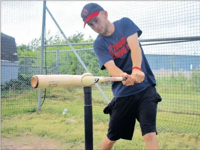  ?? JEREMY FRASER/CAPE BRETON POST ?? Chris Farrow of the Sydney Sooners takes batting practice in the cage at Susan McEachern Memorial Ball Park in Sydney on Thursday. The Sooners will host the Halifax Pelham Molson Canadians in a three-game weekend series beginning tonight in Sydney.