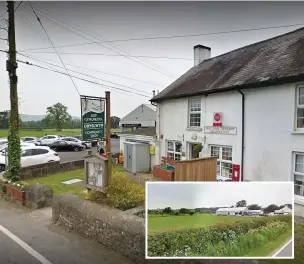  ?? Pictures: Google Maps ?? Dryslwyn shop and post office in the Towy Valley, Carmarthen­shire, is a lifeline to many in the community and entirely run by volunteers. However, its lease is up in 30 months and a new home is needed. Inset, the land next to HG Bryer and Sons Ltd car garage which could see the shop and post office relocate there thanks to a new-build project.