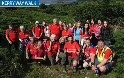  ?? Photo by Don MacMonagle ?? A selection from over 100 walkers set off on the Kerry Way / Breakthrou­gh Cancer Research Walk over the South Kerry hills from the Sneem Hotel on Sunday.