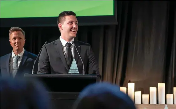  ??  ?? TOP GONG: USQ engineerin­g student Mitchell Lawler received the award in Sydney last week.