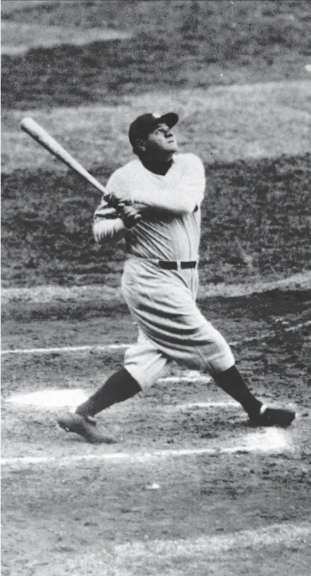  ?? THE ASSOCIATED PRESS/FILES ?? New York Yankees slugger Babe Ruth hit 60 home runs in the 1927 season. Both the Baseball Hall of Fame and a private collector claim to have the bat he used to hit the final dinger.