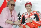  ??  ?? Il manager Carlo Pernat, 67 anni, e Andrea Iannone, 26