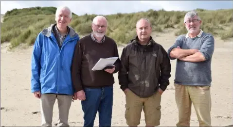  ??  ?? Coastwatch volunteers Senan O’Reilly, Joe Kennedy, Michael Berry and Pat Doyle during a Coastwatch survey in south Wexford.