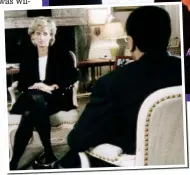  ??  ?? Doomed: The Prince and Princess of Wales. Left: Diana sits down with Martin Bashir for her infamous 1995 TV interview