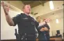  ?? NEWS-SENTINEL FILE PHOTOGRAPH ?? Lodi Police Sgt. Kevin Kent speaks at Joe Serna Jr. Charter School on May 10.