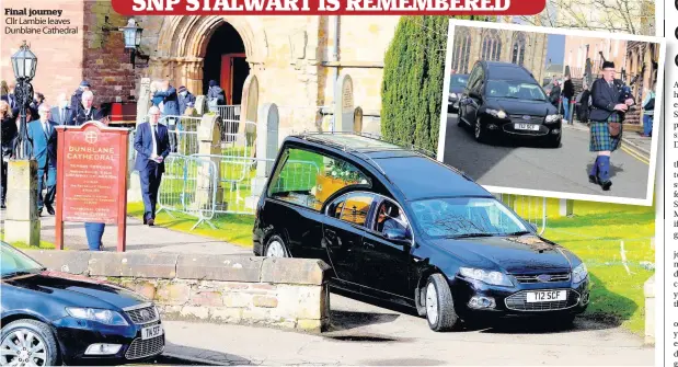  ??  ?? Final journey
Cllr Lambie leaves Dunblane Cathedral