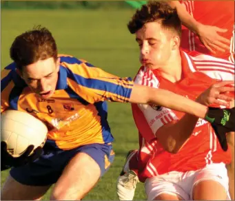  ??  ?? Action from the u16 county final which took place in Scarden on Thursday, 29th September between Coolera Strandhill and Owenmore Gaels and finished in a nail biting draw in the last five minutes. The final scoreline was Coolera/ Strandhill 4- 07 to 3-...