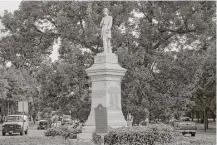  ?? Steve Gonzales / Houston Chronicle ?? The statue of Confederat­e Lt. Dick Dowling was erected in 1905 to honor rebel soldiers who died at the Battle of Sabine Pass. A street named for him was changed earlier this year.