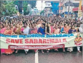  ?? SPECIAL ARRANGEMEN­T ?? A number of women have taken to the streets in Kerala against the Supreme Court order allowing women of all ages to enter the Ayyappa Temple at Sabarimala.